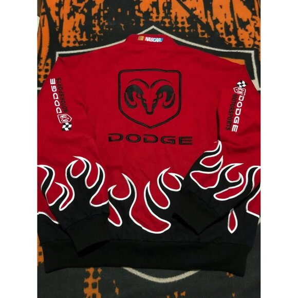 VTG Nascar Doge Racing Jacket Bomber Large MOTOSPORTS Flames - Picture 2 of 8